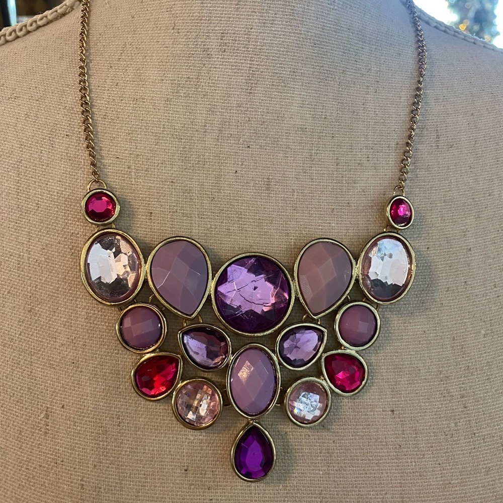 Purple & Pink Jeweled Necklace